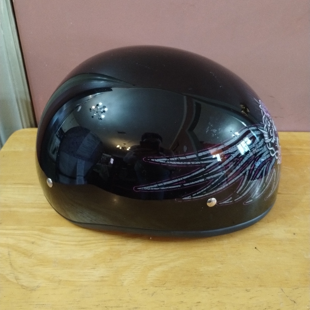 Purple Floral Open-Face Motorcycle Helmet for Women - Picture 9 of 10